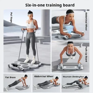 6-in-1 Multi-Purpose Pilates and Abdominal Training Board Set with Resistance Band, Ab Roller, Push-Up Board, Counter