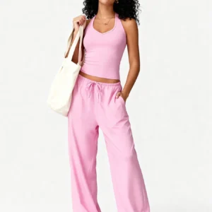 European and American yoga fitness suit quick-drying beautiful back camisole  high waist flared pants running casual wear