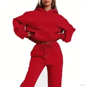 Autumn/Winter New Velvet Warm Hoodie Sports Pants Two Piece Set for Men and Women Solid Color Loose Sports Jogging Set